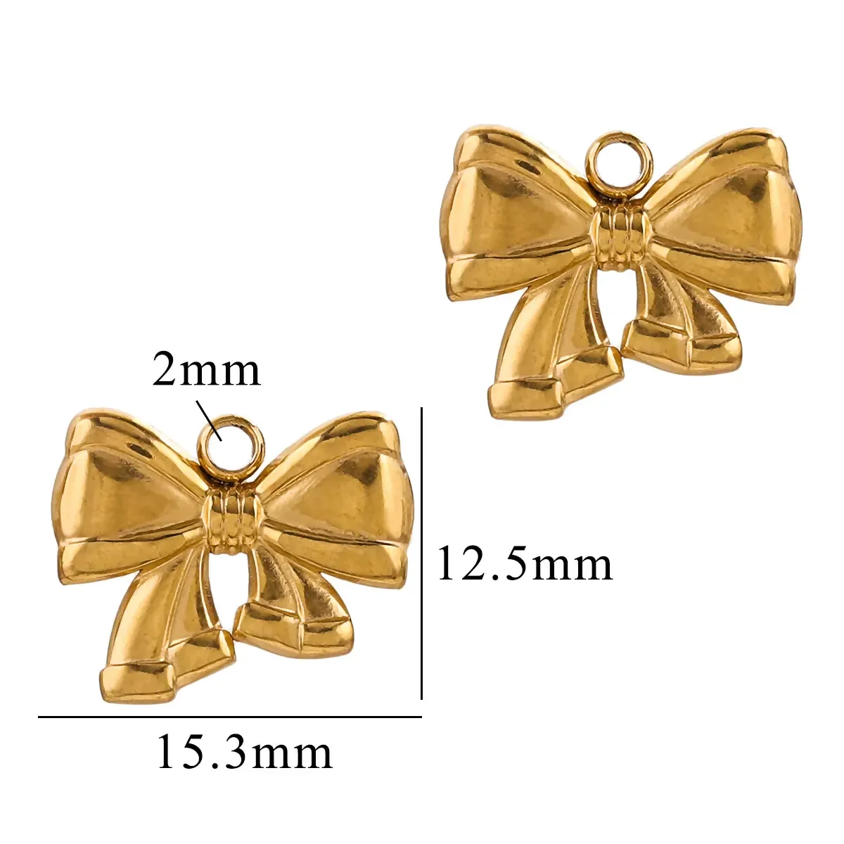 5pcs Stainless Steel Bow Waterproof Gold Charm