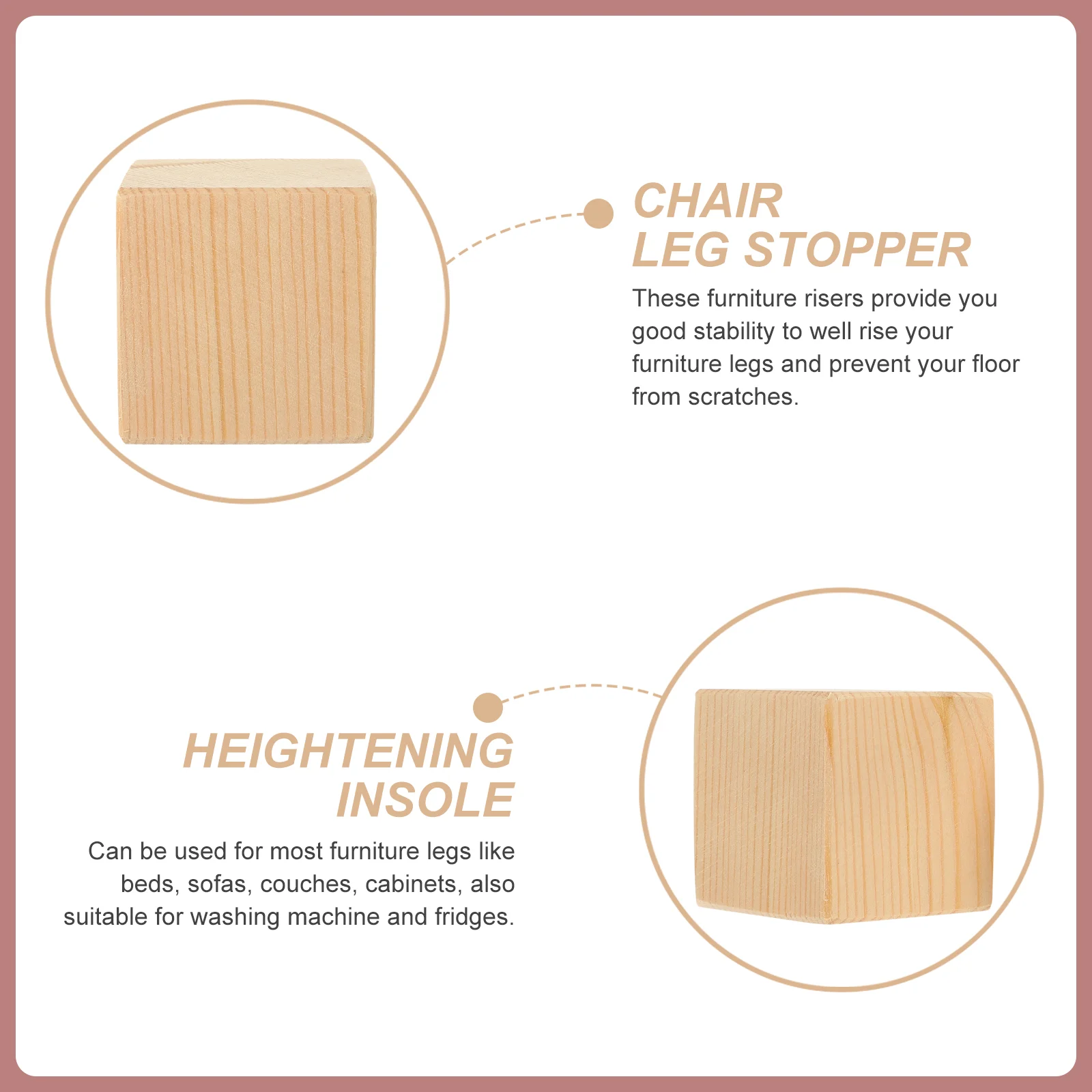 2 pezzi Booster per mobili Blocchi Articoli vari Rialzi per riporre Letto Rialzo Facile installazione Gambe Legno Resistente Anti-shake