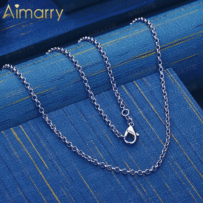 925 Sterling Silver 2.5mm O-shaped Thin Chain Necklace 22 Inches Women's Party Banquet Engagement Wedding Fashion Jewelry