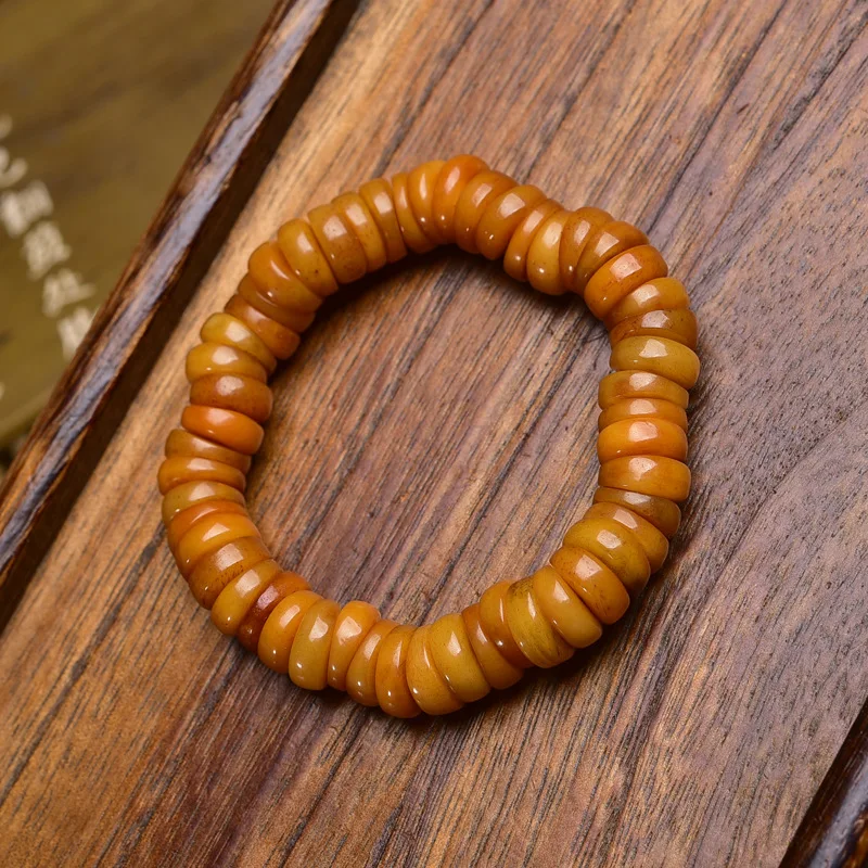 Tibetan return yak bone sausage beads to play with strings single-ring copper card material ware carving Buddha's hand hand-held