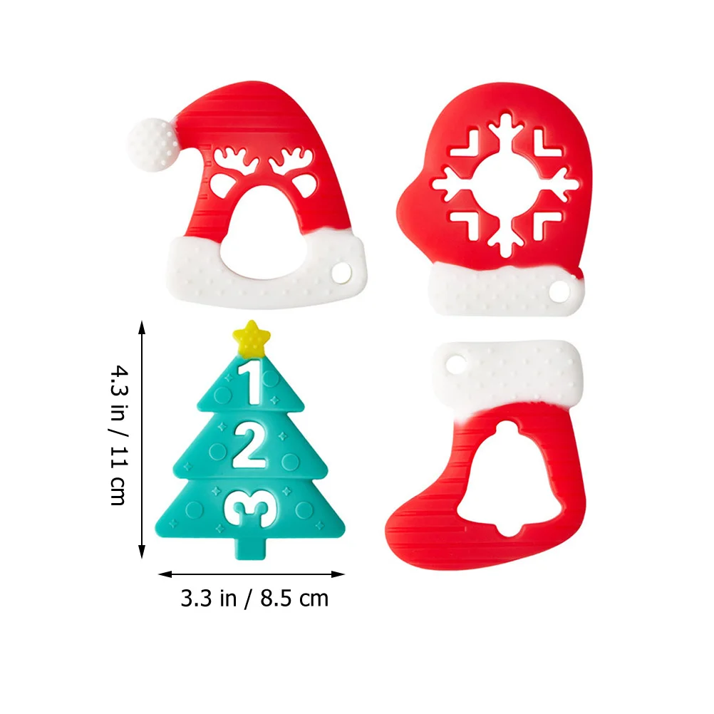 

4Pcs Infant Teething Ring Skin Friendly Relieve Gum Pain Safe for Babies Christmas Teething Supplies 2022 Baby Toys