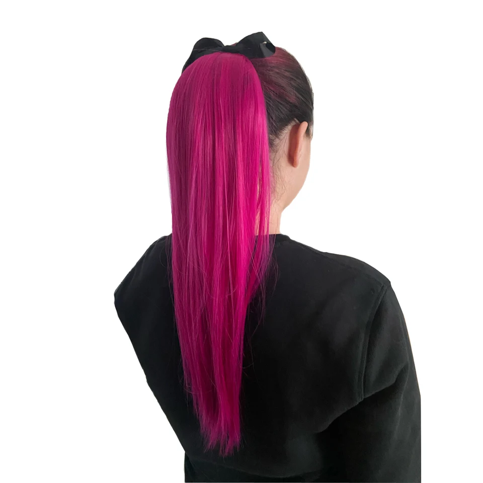 Extensión de coletas sintética lisa de 22 pulgadas, pieza de cabello que se envuelve, para mujer y niña, accesorio de cabello 6