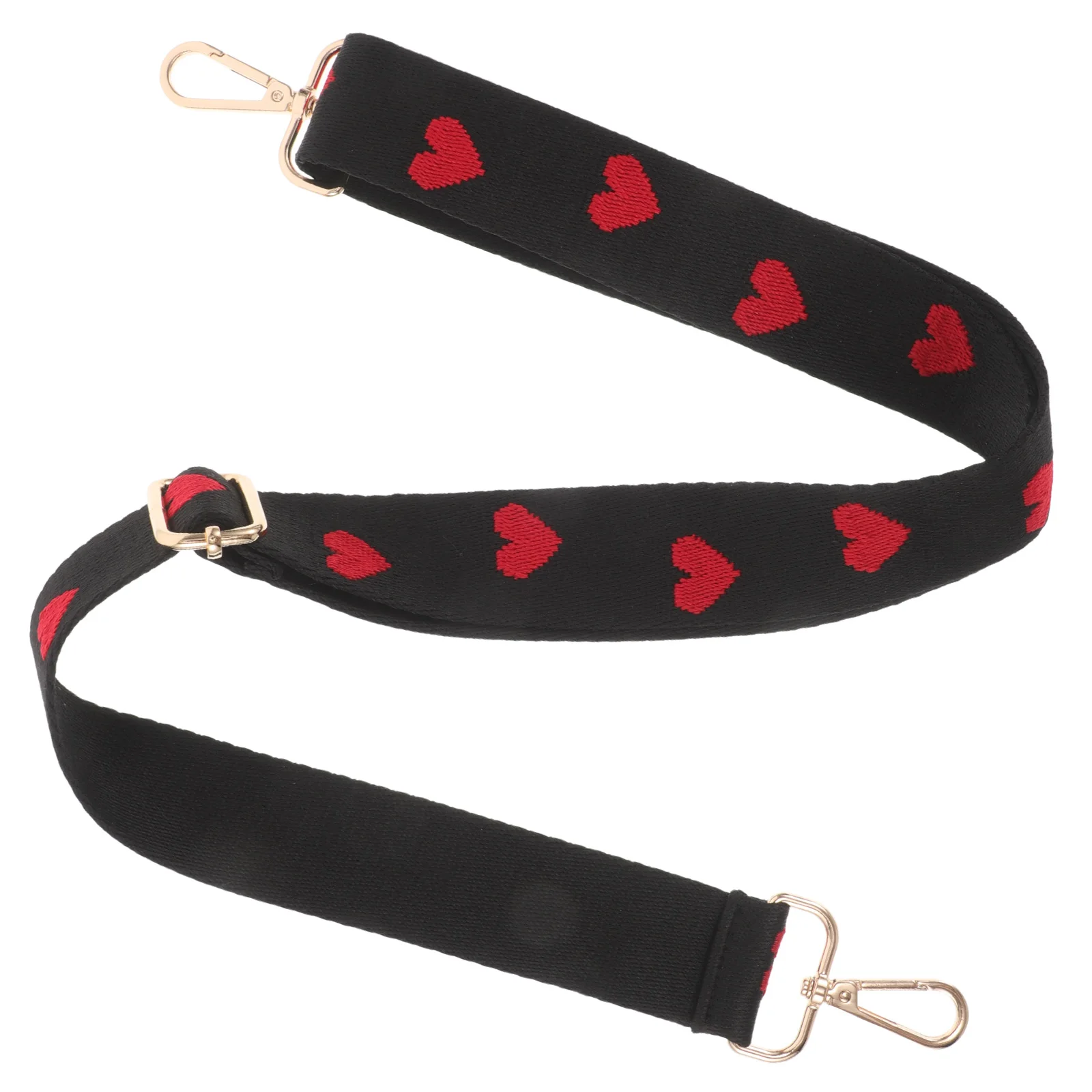 

Stylish Wide Bag Strap with Embroidered Heart Pattern Adjustable Crossbody Shoulder Replacement for Handbags Comfortable