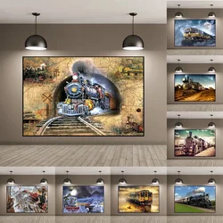 Retro Nostalgic Magic Steam Train Vintage Vehicle Landscape Poster Canvas Painting Wall Art Pictures Home Interior Decor Gift