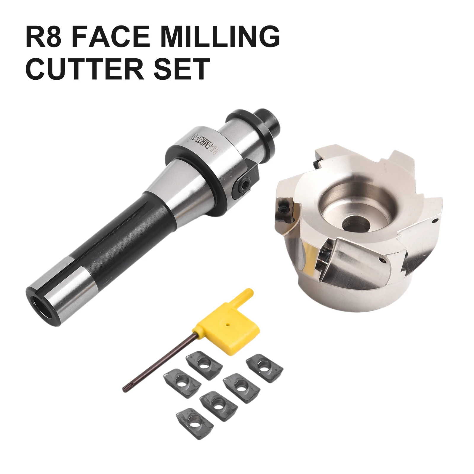 

R8 FMB27 Arbor Straight Arbor APMT1604 Carbide Accessories Face End Mill Milling Cutter Machinery T15 Wrench 400R 80mm