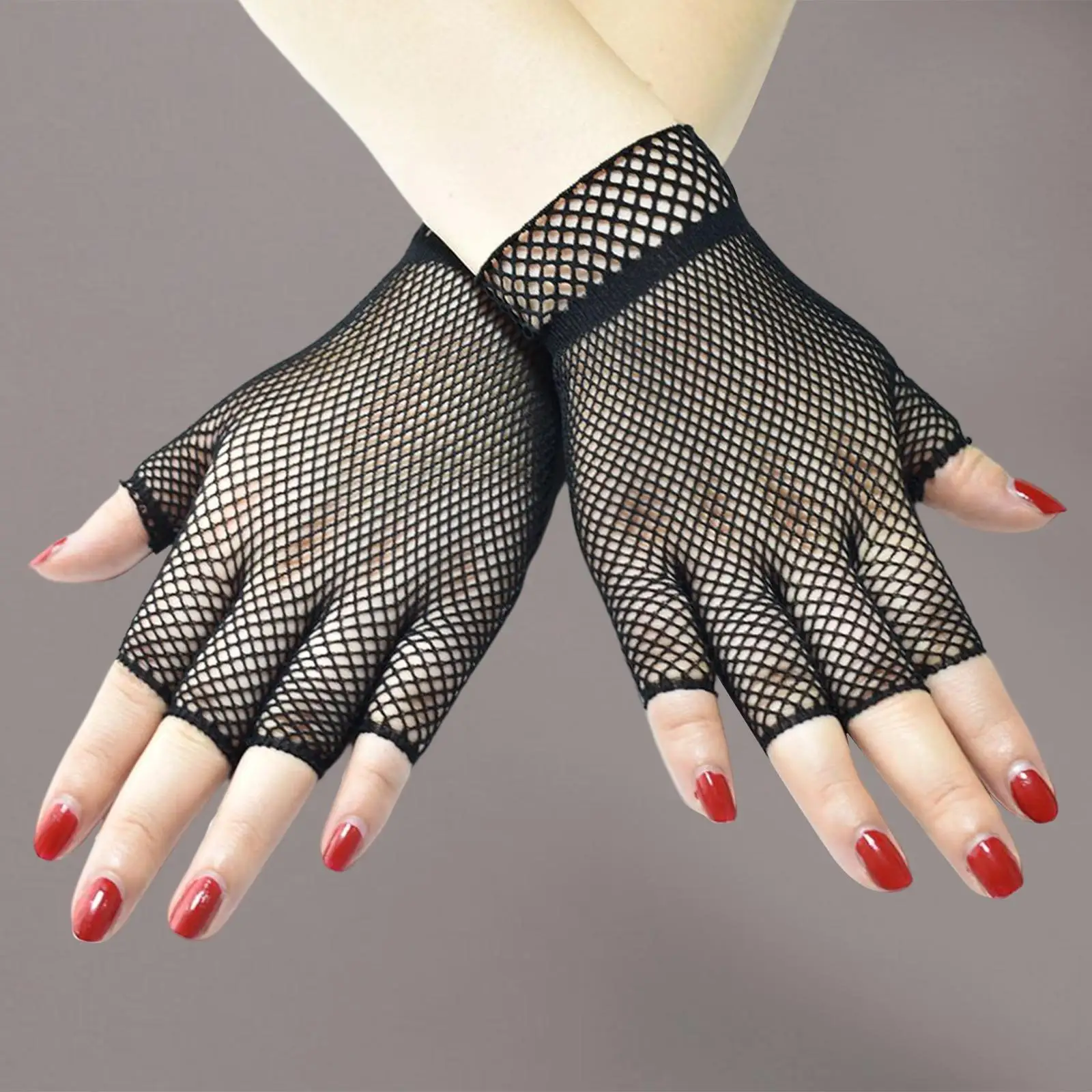 

Black Fish Net Gloves Womens Fingerless Gloves Girls Dance Gothic Punk Rock