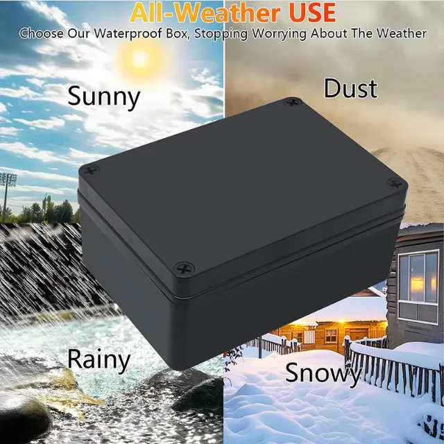 Plastic Waterproof Box ABS Flame-Retardant Outdoor Waterproof Junction Box IP67 Electrical Instrument Enclosure Sealing Boxblack