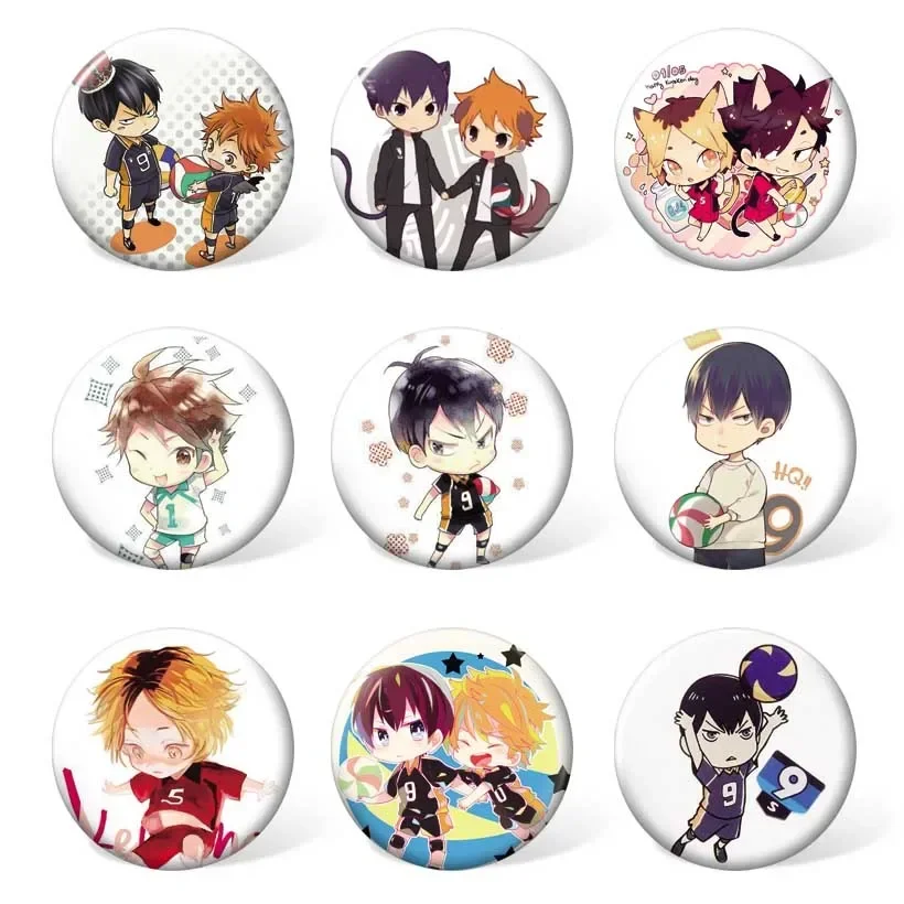 

(9pcs/set ) Anime Haikyuu Cartoon Badge Hinata Shoyo Costume Brooch Kageyama Tobio Backpack or Bag Accessories
