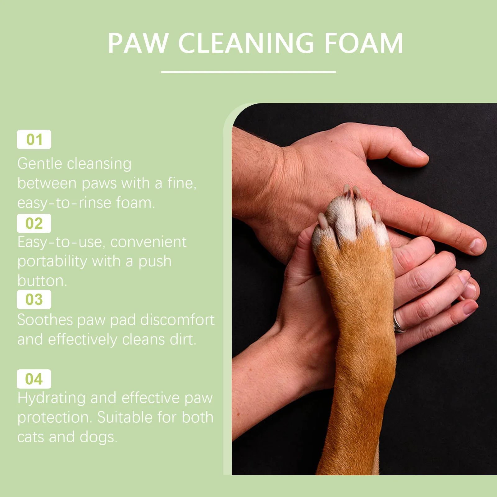 100ml Paw Cleaner Foam Dog & Cat Claw Cleaner Waterless Pet Shampoo With Brush For Rinse-Free Pet Supplies Cat Paw Deep Cleanser