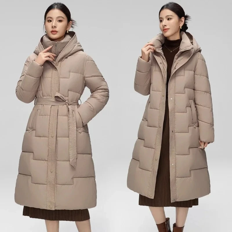 

Women Winter Mid-Length Cotton Padded Jacket With 2025 New Women Warm Thicken Cotton Coat Korean Loose Hooded Parkas
