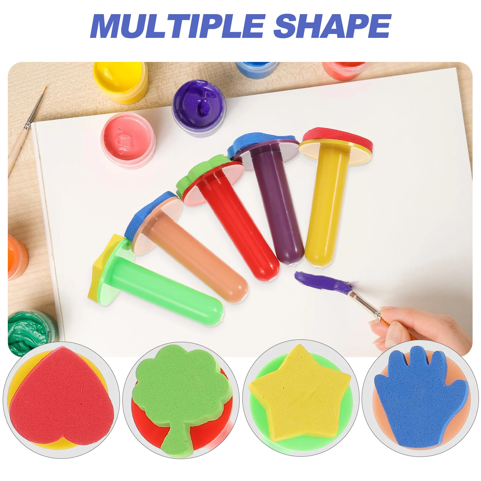 5 Pcs Painting Stamp Sponge Stamper DIY Sponges Drawing Tool Plastic for Gift Kids