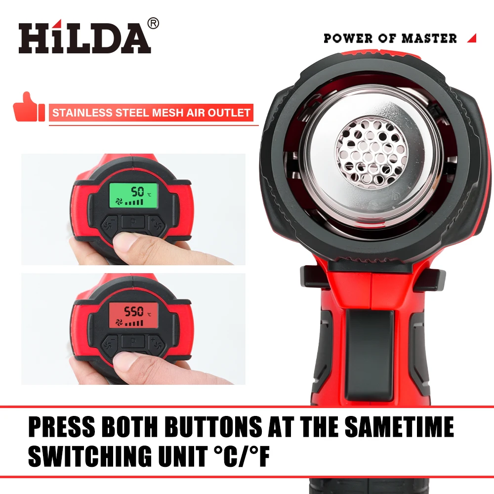 hilda-21v-コードレスホットエアガン-温度調節可能-充電式ハンドヘルドヒートガン-ノズル付き-マキタバッテリー対応