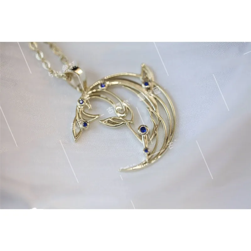 Tartaglia Anime Necklace Women Yuanshen Necklaces for Woman Fashion Hollow Cosplay Jewelry Gild Silver Color Lady Accessories