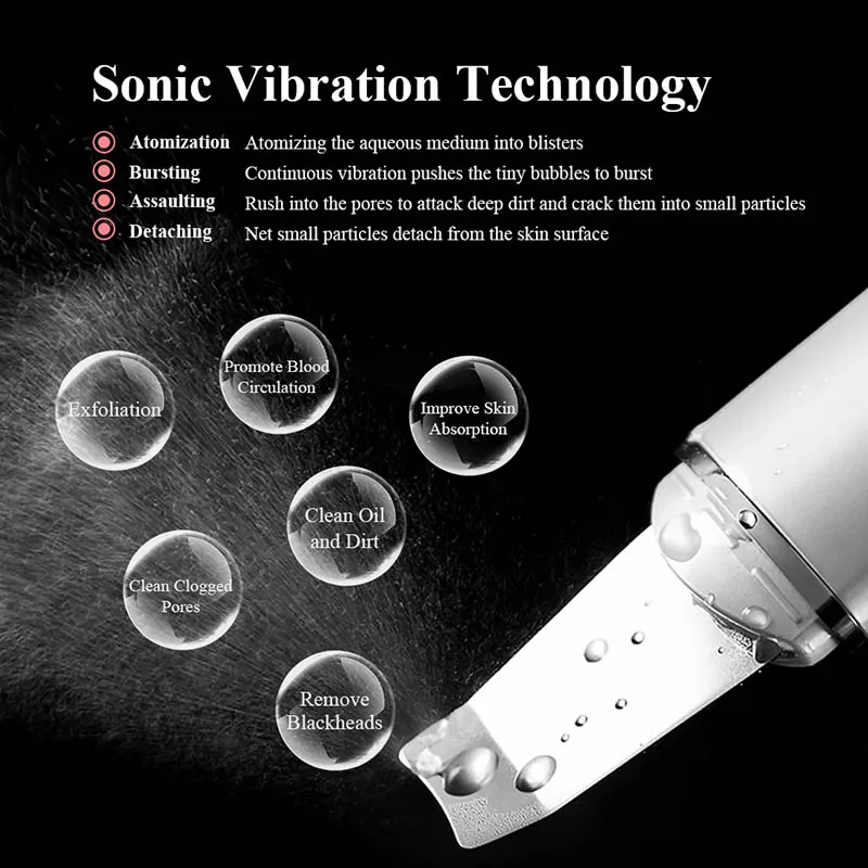 Ultrasonic Skin Scrubber Vibration Face Spatula Blackhead Remover Shovel Clean Cavitation Peeling Facial Lifting Skin Care