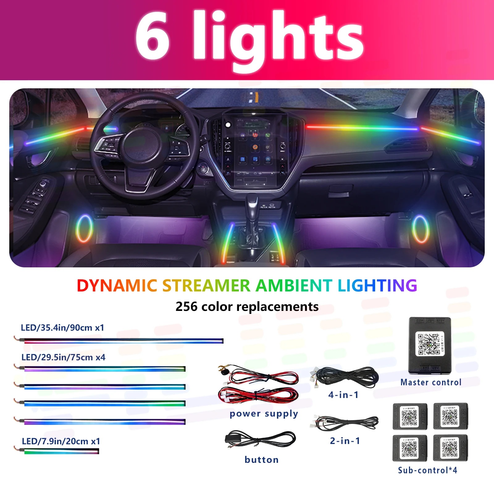 

FILIPLI IP65 Waterproof Car LED Strip Lights 64 Colors with Bluetooth APP Control, Dynamic Gradient & Breathing Modes, Shatterpr
