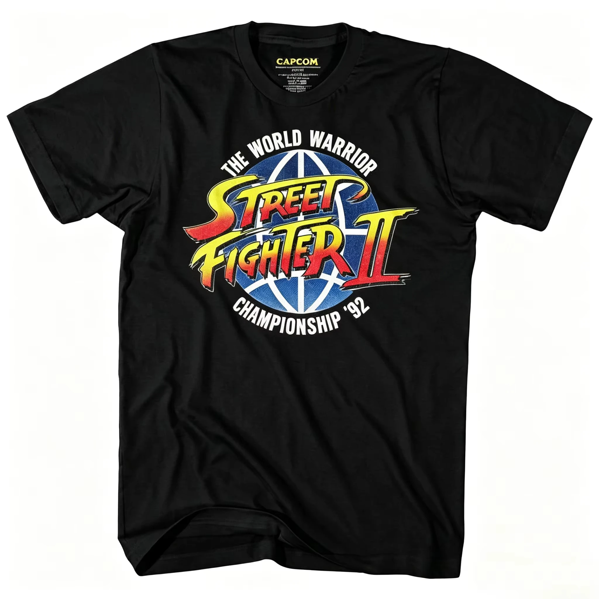 Street Fighter II The World Warrior Championship '92 T-shirt 100% Cotton Retro Arcade Game Men Short Sleeve Tee Casual Tops