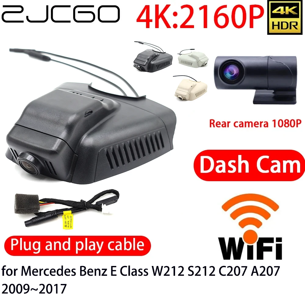 ZJCGO 4K Car DVR Dash Cam Wifi Front Rear Camera 24h Monitor for Mercedes Benz E Class W212 S212 C207 A207 2009~2017