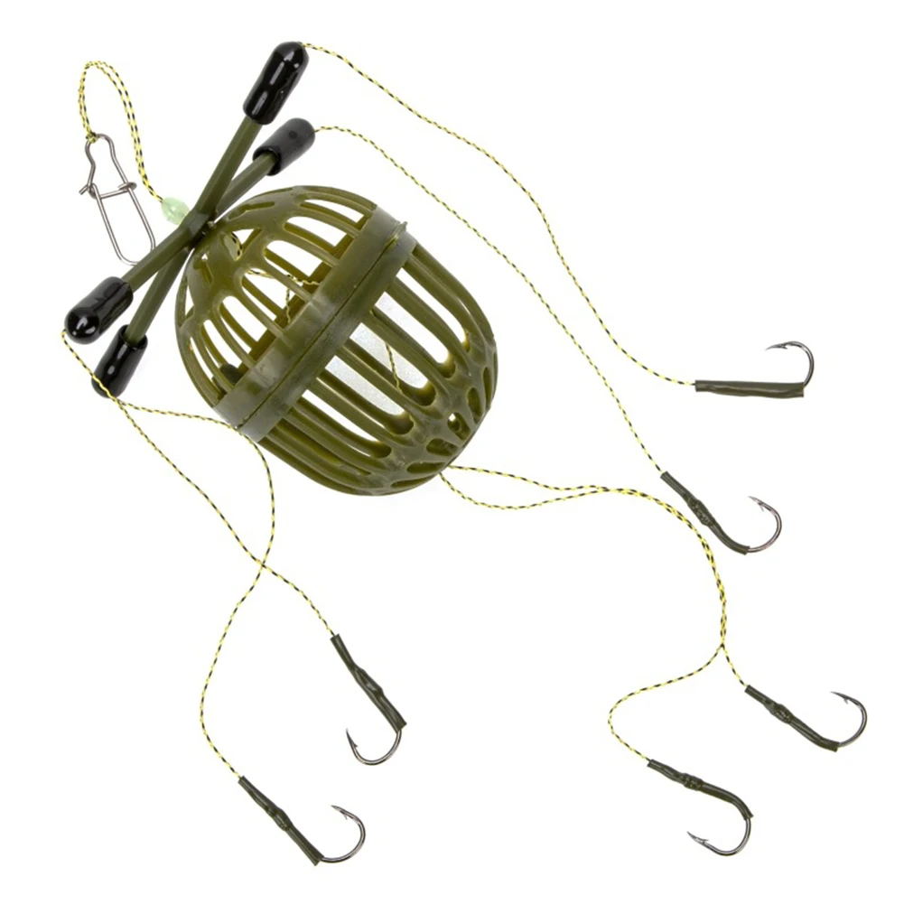 Feeder Holder Fishhook Four Forked Silver Bighead Carp Water-Monster-Cage Explosion Hook Fishing Baits Cages Hook Rig Set Parts