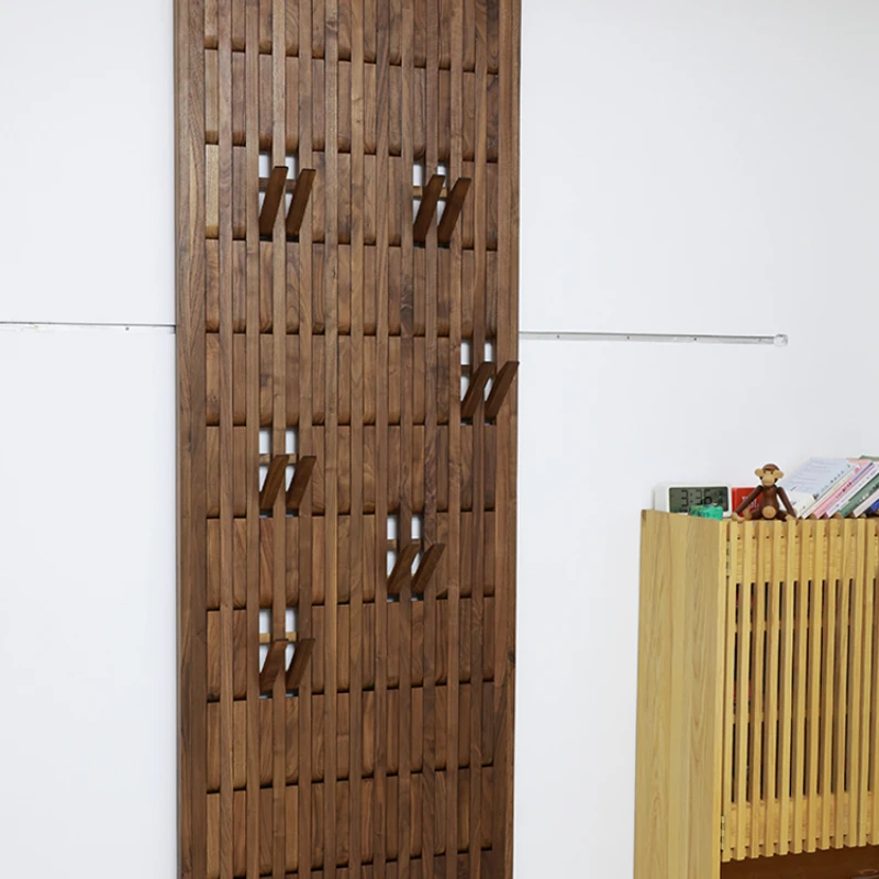 

Wooden strips, coat racks, garment hangings, wall creatives, solid wood, black walnut, entryway shelves, piano keys