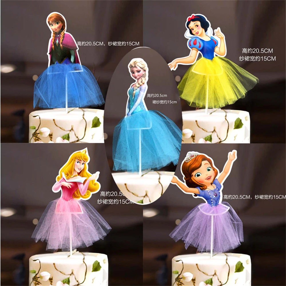 1/5/10pcs Snow White Princess Cake Decoration Frozen Cake Cupcake Flag Toppers Baby Shower Happy Birthday Supplies Party Decor