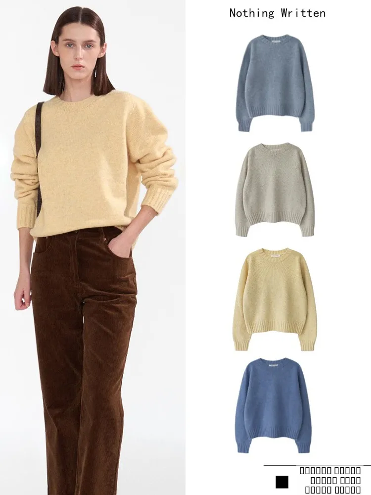 

Ladies' Loose Long Sve Woolen Sweater Spring 2025 New Sle Simple Lazy Knitted irt Comfortable Warm Thin Batwing Sve
