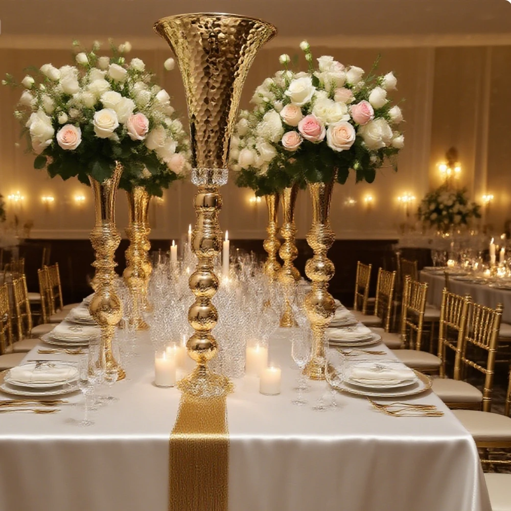 

10 шт.) 40/70 см) f20 центральные украшения свадебные украшения Centros De Mesa металлические золотые вазы-трубы подставка P розпродажное золотое украшение для Wed