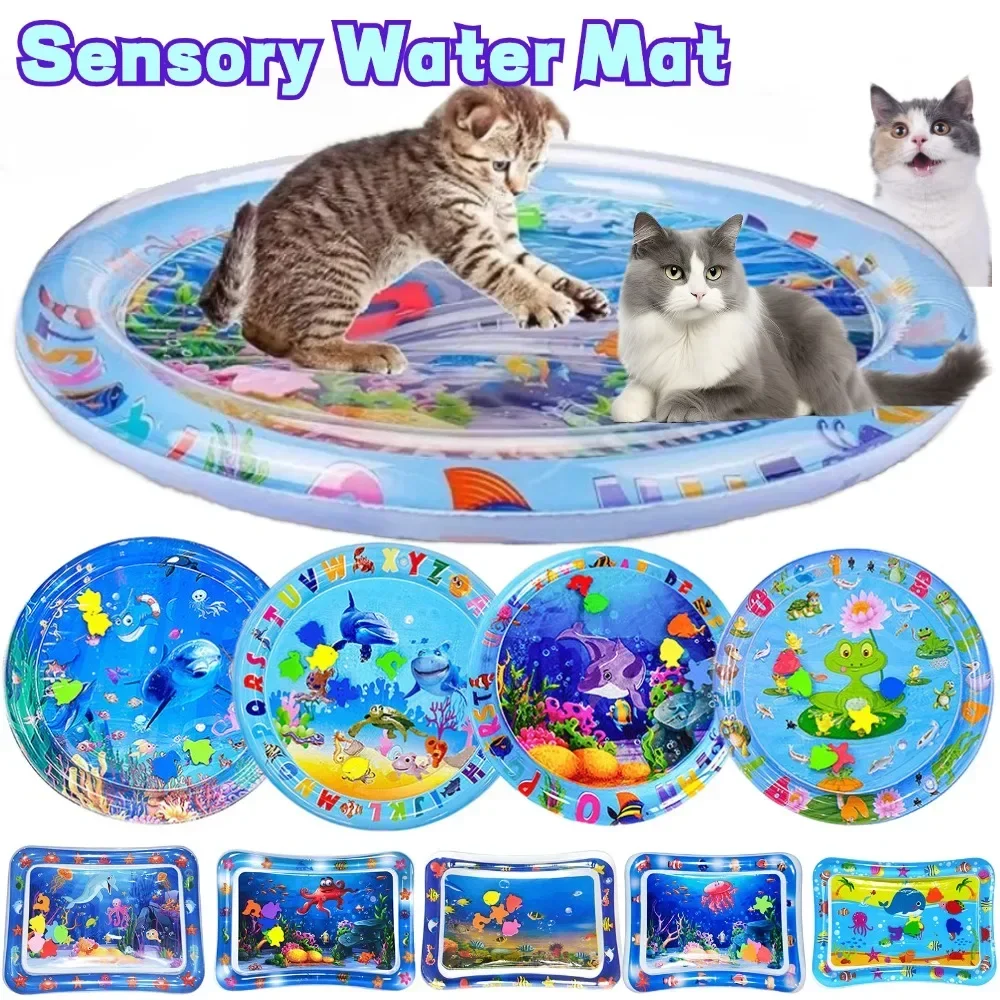 

Cat Dog Sensory Water Play Mat Thickened Playing Time Water Sensor Mat Baby Play Mat Inflatable Early Education Water Cushion