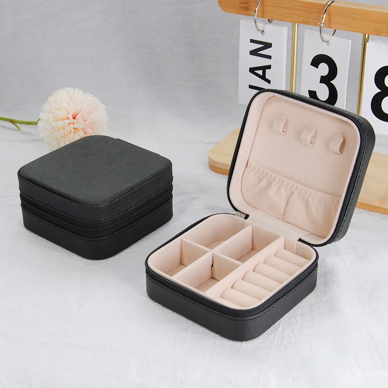 Portable Travel Mini Jewelry Box Leather Jewelery Ring Organizer Case Storage Gift Box Girls Women