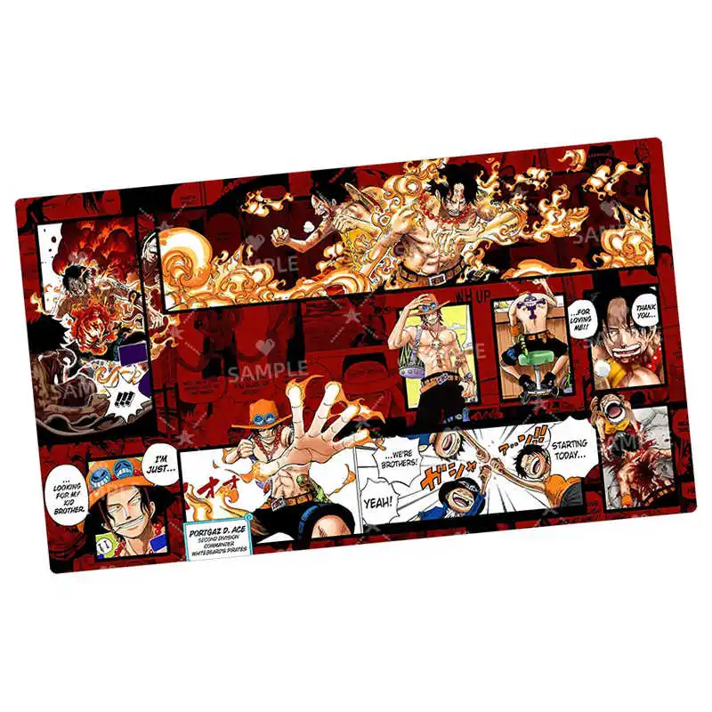 Opcg 600x350mm uma peça portgas d ace uta único jogador cartão playmat anime dos desenhos animados bom argila borracha jogo de tabuleiro tapete mouse brinquedo