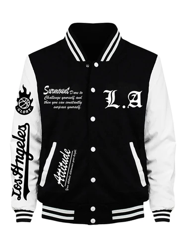 Imagen 2 del producto Chaqueta de béisbol con estampado de tu actitud para hombre, Top holgado informal, ropa de lana de otoño, abrigo americano de Hip Hop