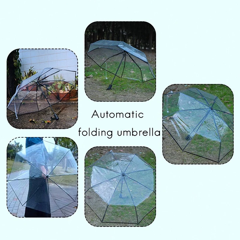 Promotion! Transparent Umbrella Automatic Umbrella Rain Women Men Sun Rain Auto Umbrella Compact Folding Windproof Style Clear U