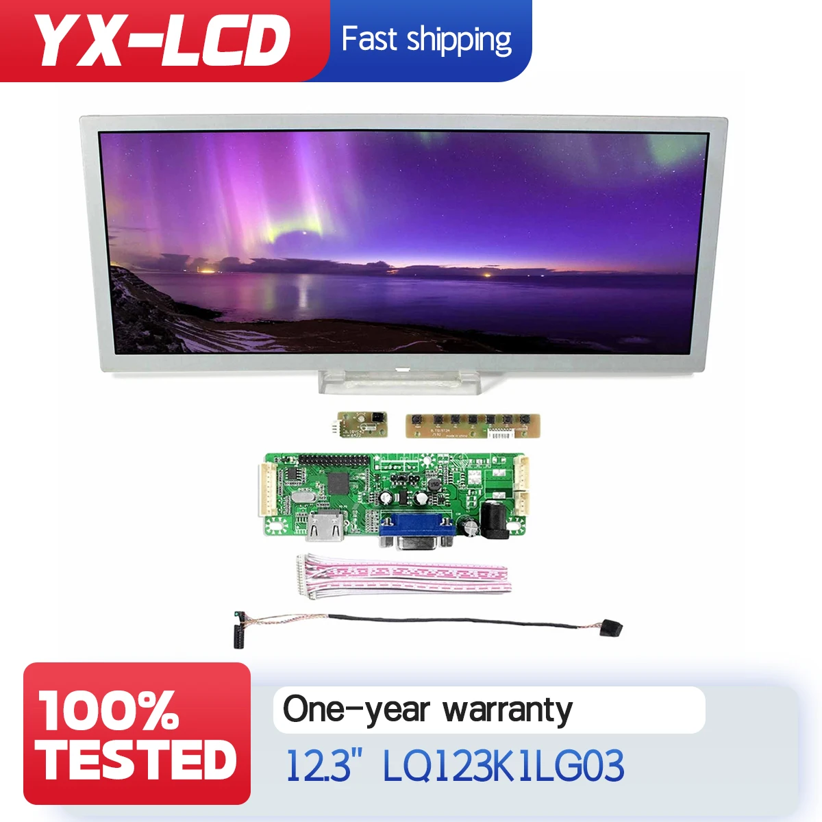 12.3" inch LQ123K1LG03 1280x480 HDMI+VGA 2AV LCD Controller Board Driver