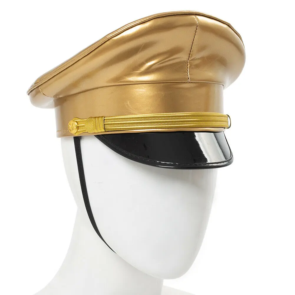 Gorra de capitán de cuero PU para mujer, gorro de ala grande para baile de graduación, Boina con personalidad para espectáculo de Bar y Cosplay