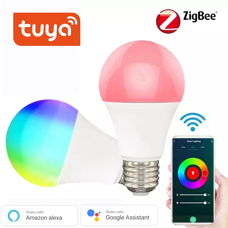 Tuya ZigBee 3.0 Led Bulb 9W E27 Bulb Light AC110-250V RGB+W+C Remote Voice Works with Smartthings Alexa Echo Hub Google Home