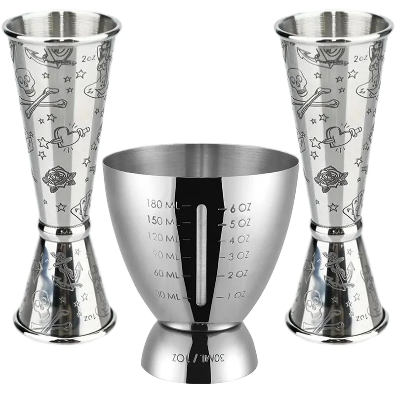 

New 1OZ/2OZ Cocktail Bar Stainless Steel Jigger Double Spirit Measuring Cup For Home Bar Party Club Accessories Barware Tools