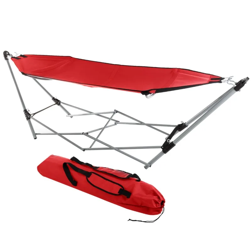 

Lavish Home Foldable Portable Hammock with Stand for Outside Travel, Red