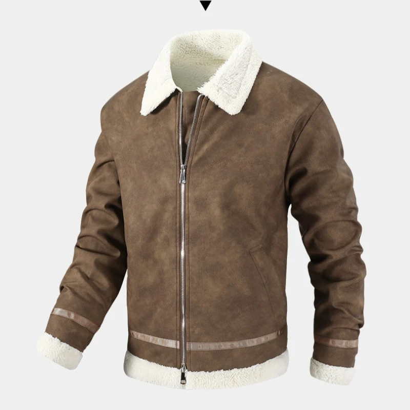 

Winter Men's Suede Leather Coat Male Thicken Warm Fur Collar Jacket Youth Fashion Casual Coats Men Clothing Mens Leather Jackets