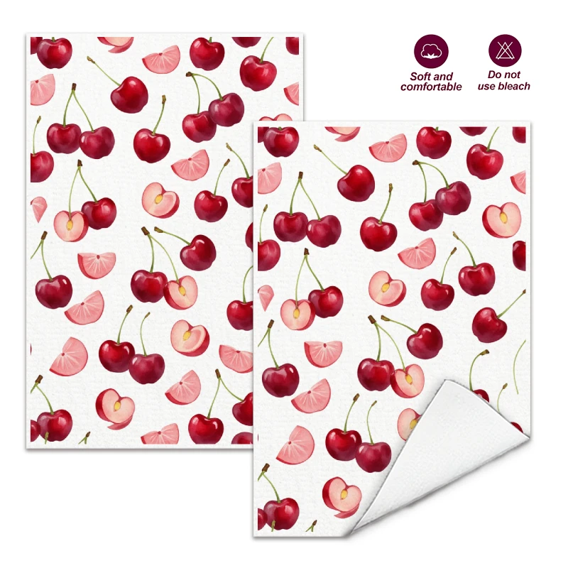 2 piezas, paños de cocina rojos con diseño de cerezas, juego de paños de 40 cm x 60 cm, los mejores paños de cocina, paño de limpieza súper absorbente y suave, paños para cocinar y hornear, toallas de mano, paños de limpieza, paños para platos, decoración de cocina, decoración de sala de estar, artículos esenciales para la cocina, artículos esenciales para el hogar