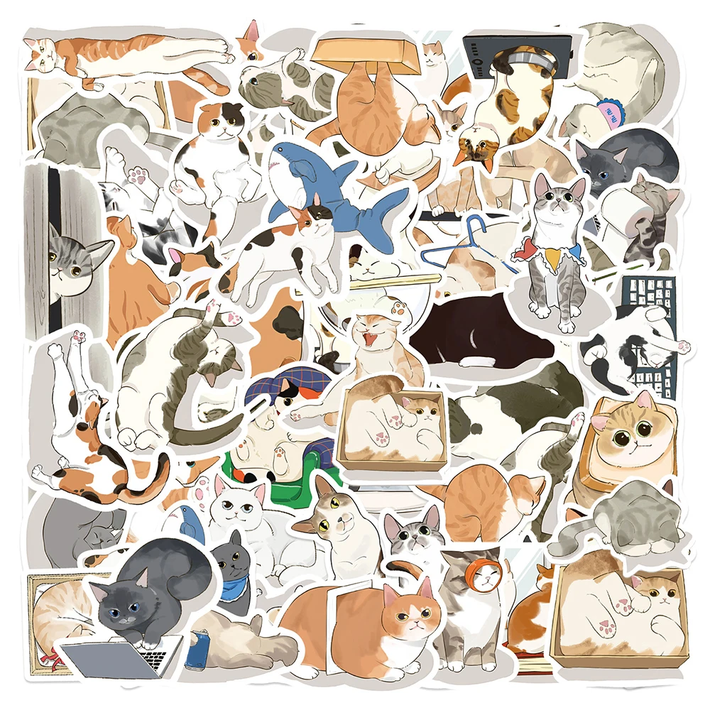 10/30/50 قطعة أنيمي الحيوان القط الحياة اليومية ملصقات لطيف الإبداعية المائية الكرتون الشارات حقيبة الهاتف الثلاجة مذكرات ملصق لعبة #2