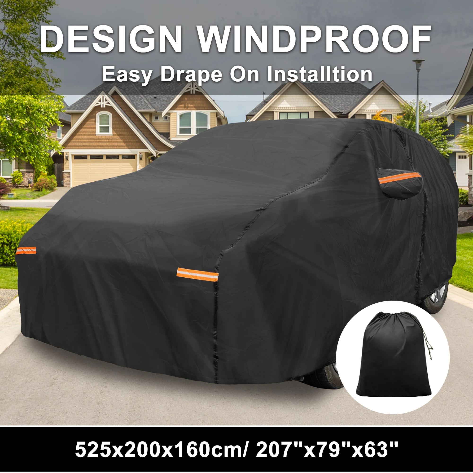 UXCELL Waterproof Car Cover Aluminum Film Car Outdoor Full Car Cover for Toyota Sienna with Driver Door Zipper 525x201x160cm