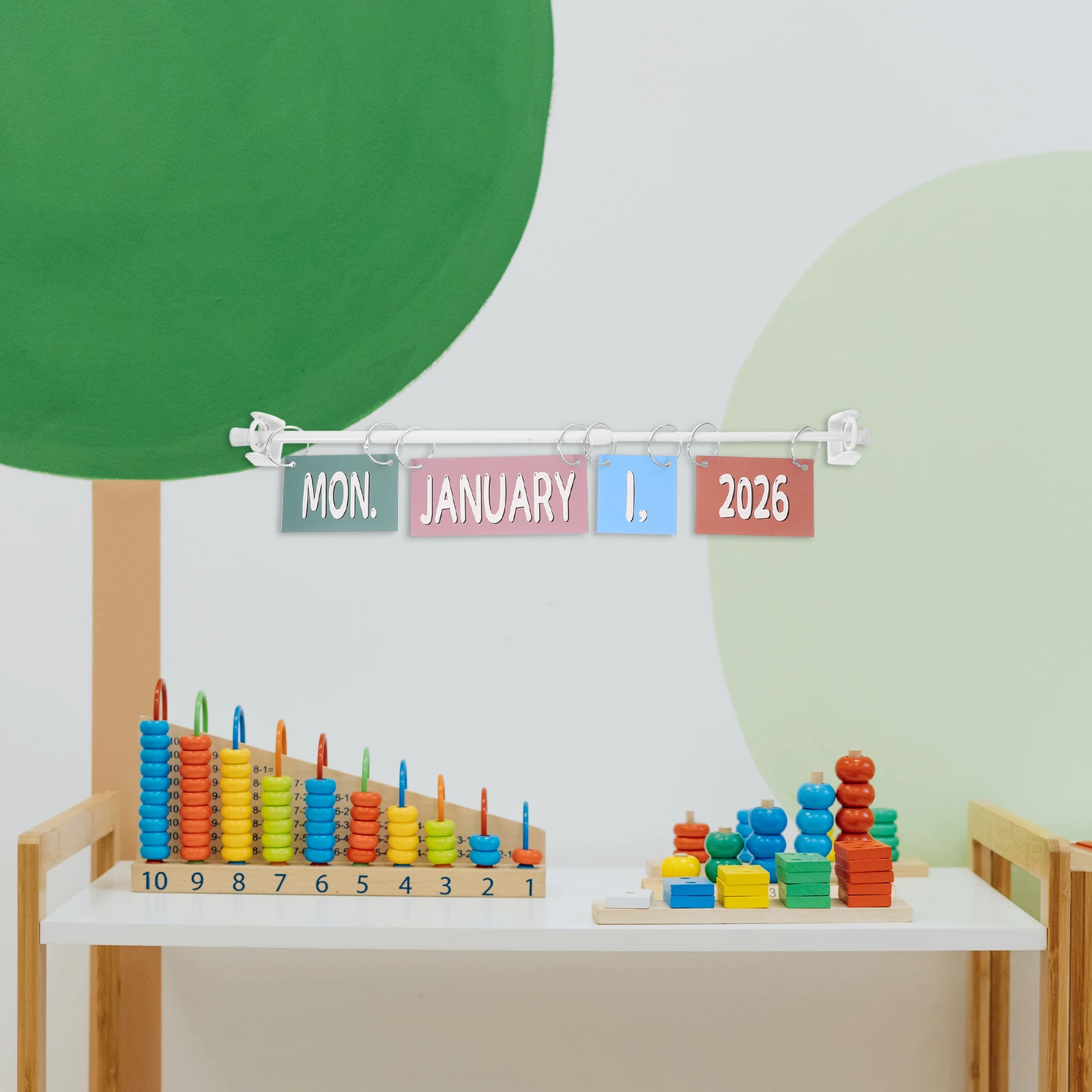 

1 set 1 Set Flip For Classroom Boho Bulletin Board Set 2025-2028 Desk Flip Calendar Classroom Decor Preschool Teaching Tool Wall