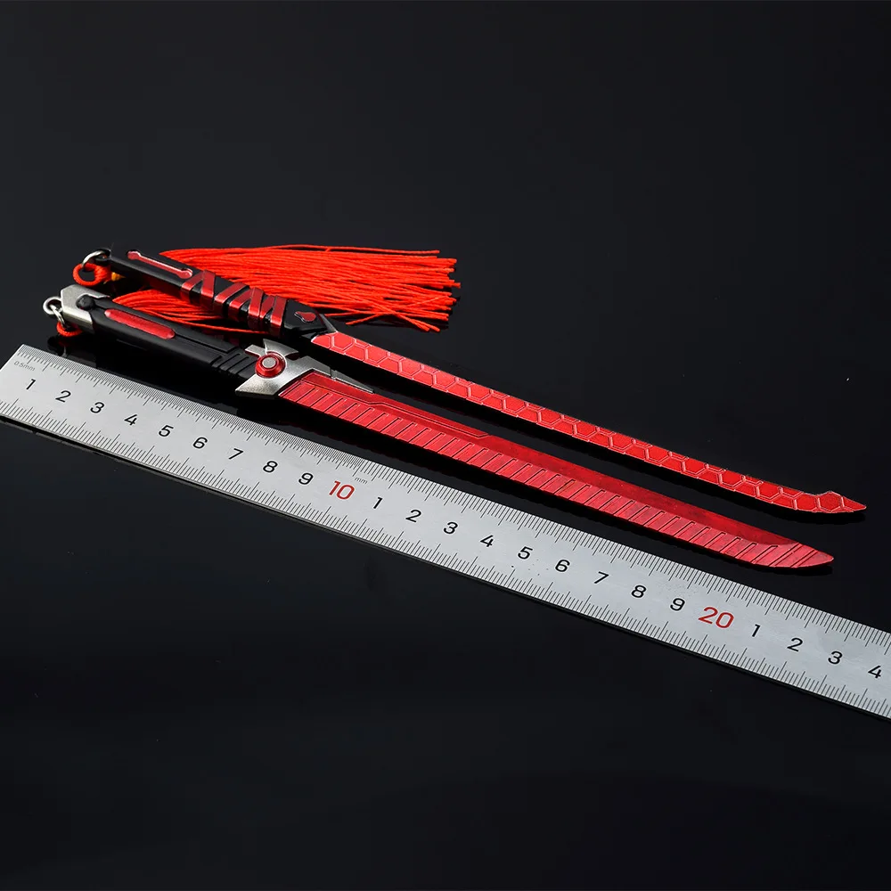 22Cm Rood Mes Pijltje Top Van Heroe Spel Perifeer Wapen Model Blad Van Herinnering Driedelige Set Van Wapen Metalen Katana Speelgoed