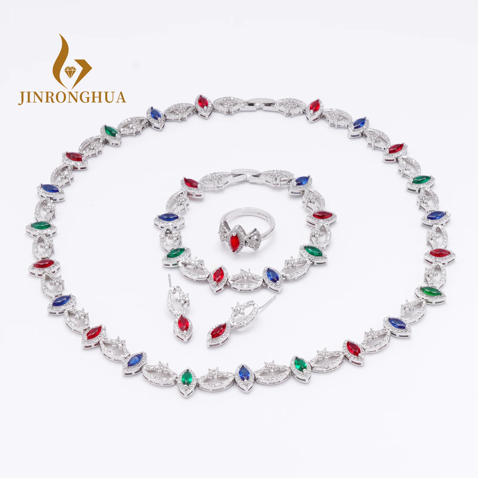 

JRH Jewelry Sets Wedding Bridal Engagemen Jewelry Sets For Women Gold Plated Fine Fashion Jewellery CZ Party African Dubai Gift