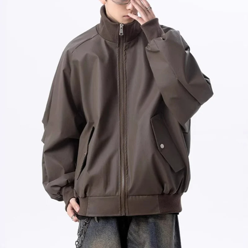 

Винтажная мужская кожаная куртка-бомбер в американском стиле, весенне-осенняя повседневная свободная мотоциклетная куртка в стиле панк