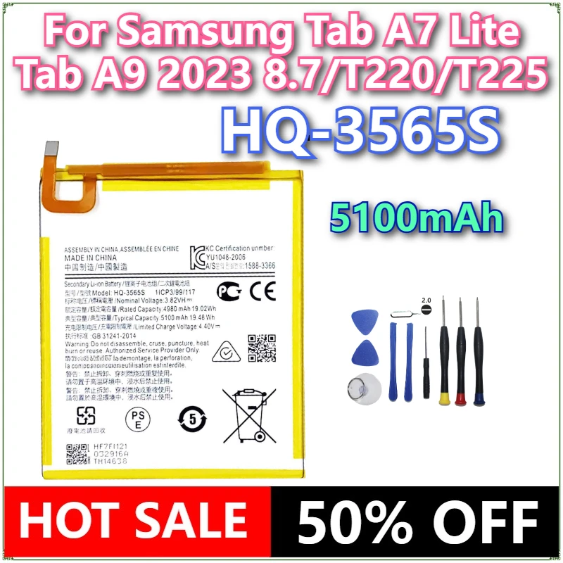 

Brand New HQ-3565S 5100mAh High Quality Laptop Battery For Samsung Tab A7 Lite/Tab A9 2023 8.7/T220/T225 + tools