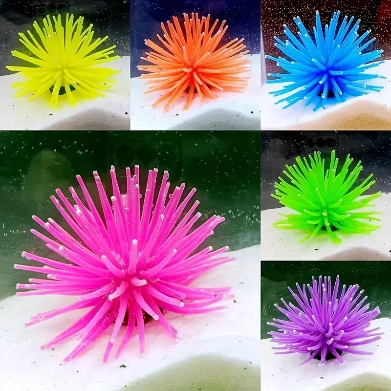 Fish Tank Landscaping Decoration Luminous Simulation Sea Anemone Sea Urchin Silicone Color Coral Plant Aquarium Home Ornaments