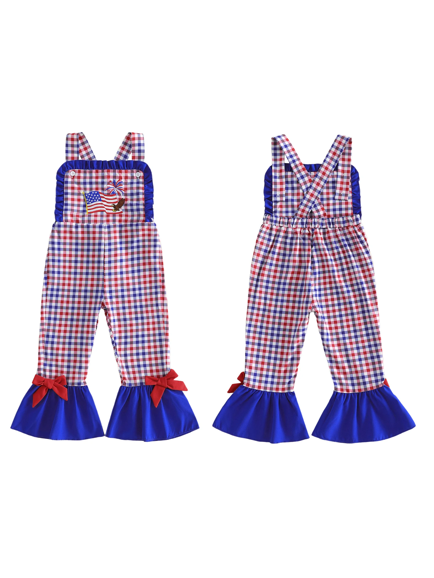 

Джинсовый комбинезон для маленьких мальчиков с нашивками в виде американского флага, без рукавов, с рюшами, звездами и полосками, на День независимости