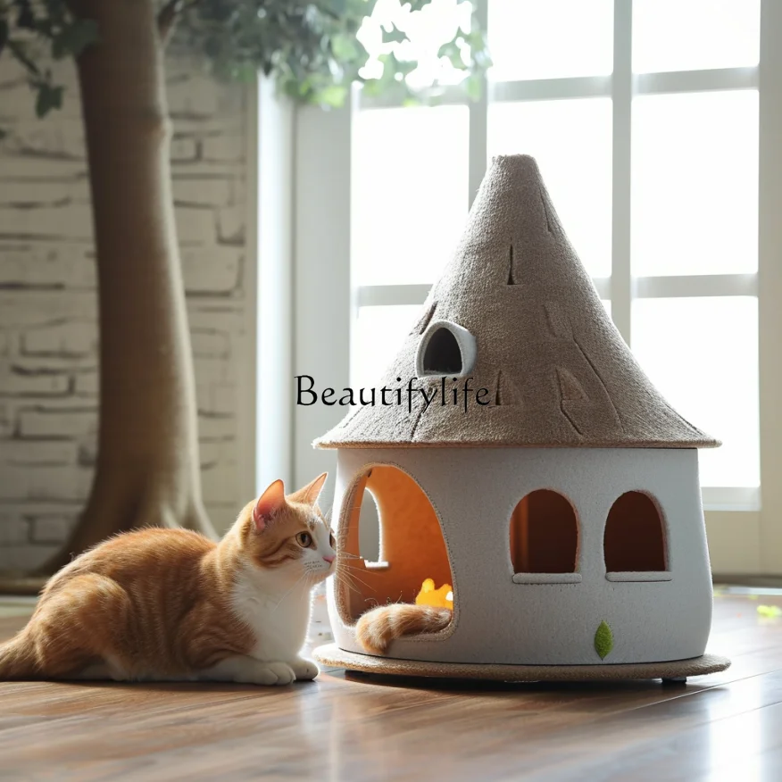 Cat Kennel Autumn and Winter Warm Closed Removable and Washable Pet Bed