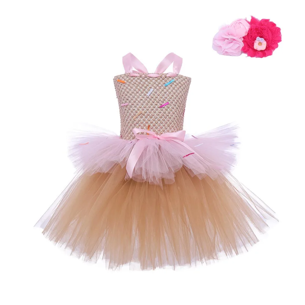 Fluffy Girls Candy Donuts Tutu Dress Baby First Birthday Carnival Party Tutu Costume for Photo Shoot Layered Princess Ball Gown