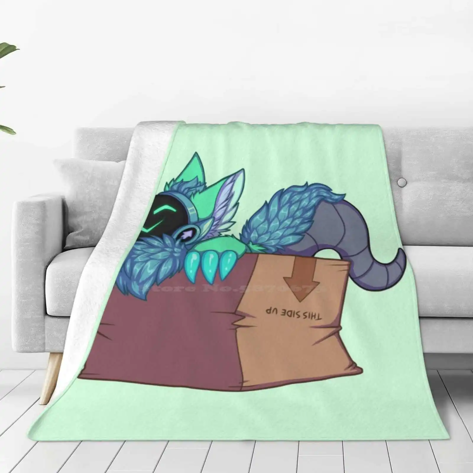 Protogen In A Box 2.0-Green Blanket Soft Warm Travel Portable Blanket Protogen Furry Fandom Cyborg Robot Fursona Cute Bionic